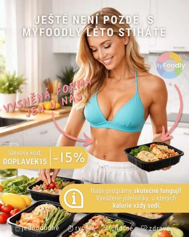 Plavková sezóna je tady ☀️👙
Chcete se cítit lehce, sebevědomě a plní energie? Teď je ten nejlepší čas dopřát tělu vyváženou a odlehčenou stravu, která vám pomůže cítit se dobře nejen v plavkách. 🥗✨

Proto pro vás máme speciální akci 👉 sleva 15 % na všechny naše programy s kódem “DOPLAVEK15”

Dopřejte si léto bez stresu z jídla a s chutí, která vás bude bavit. 💛