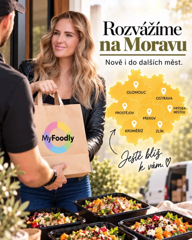 MORAVO, JSME TADY! 💚

Máme skvělou novinku 
MyFoodly nově rozváží i na Moravu.

Nově zavážíme například:
Ostravu • Frýdek-Místek • Olomouc • Prostějov • Přerov • Kroměříž • Zlín • Bohumín • Klimkovice • Vratimov • Hulín • Otrokovice • Napajedla

Jestli zavážíme i přímo k vám, jednoduše si to ověříte zadáním PSČ na našem webu.

Objednávky už přijímáme. 💚

Vyvážené krabičkové stravování, kvalitní suroviny, dostatek bílkovin a hlavně méně starostí s tím, co každý den jíst.

A na oslavu startu na Moravě pro vás máme
20 % SLEVU NA PRVNÍ OBJEDNÁVKU
s kódem MORAVA20

Moravo, těšíme se na vás! 
@petra_jelinkova_zlin 

#MyFoodly #KrabickovaStrava#rozvozjidel #longevity